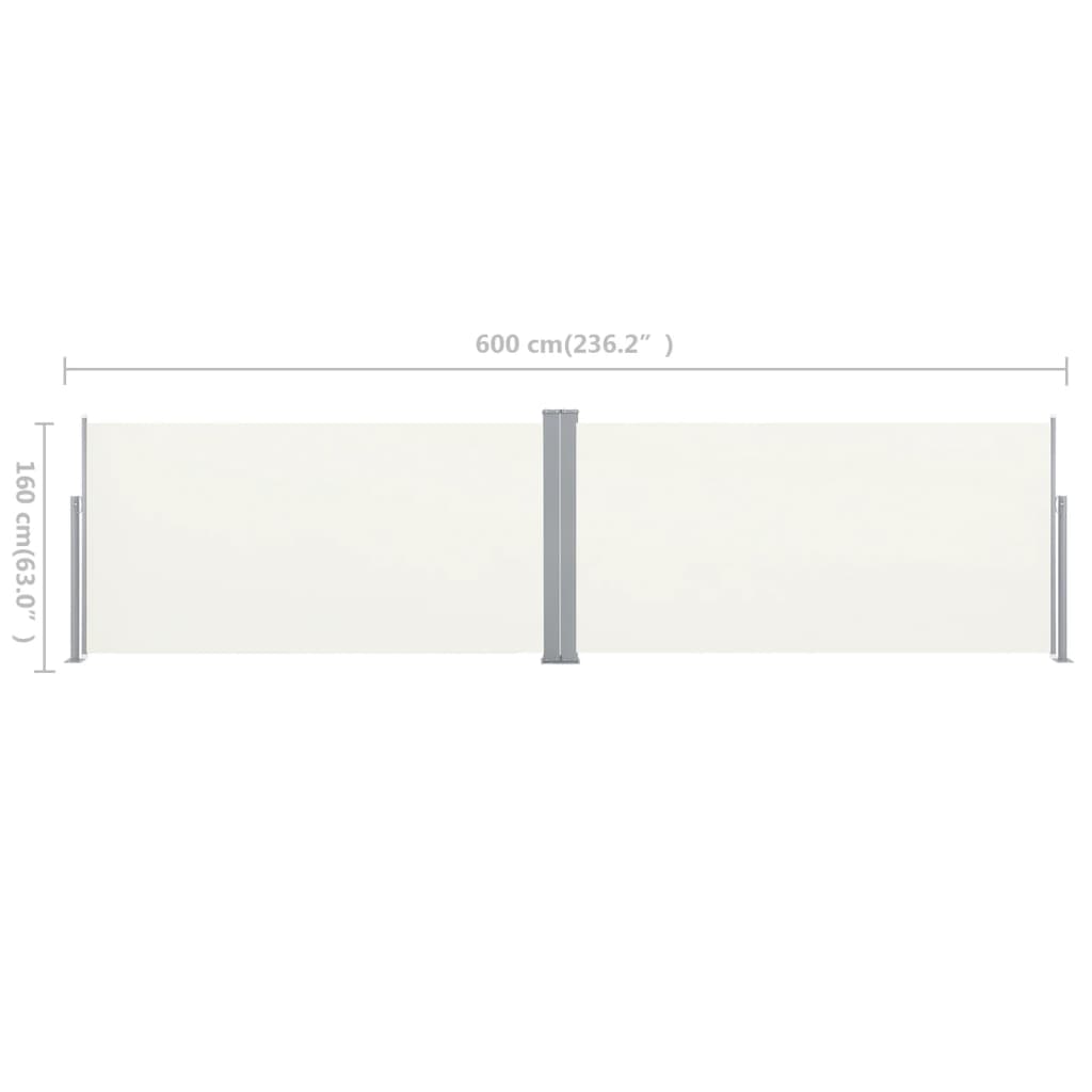 Ausziehbare Seitenmarkise 160x600 cm Creme