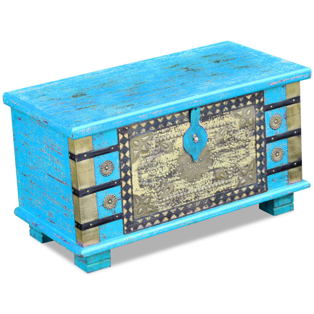 Storage chest blue mango wood 80x40x45 cm