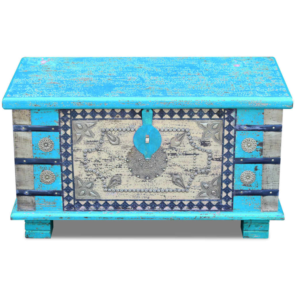Storage chest blue mango wood 80x40x45 cm