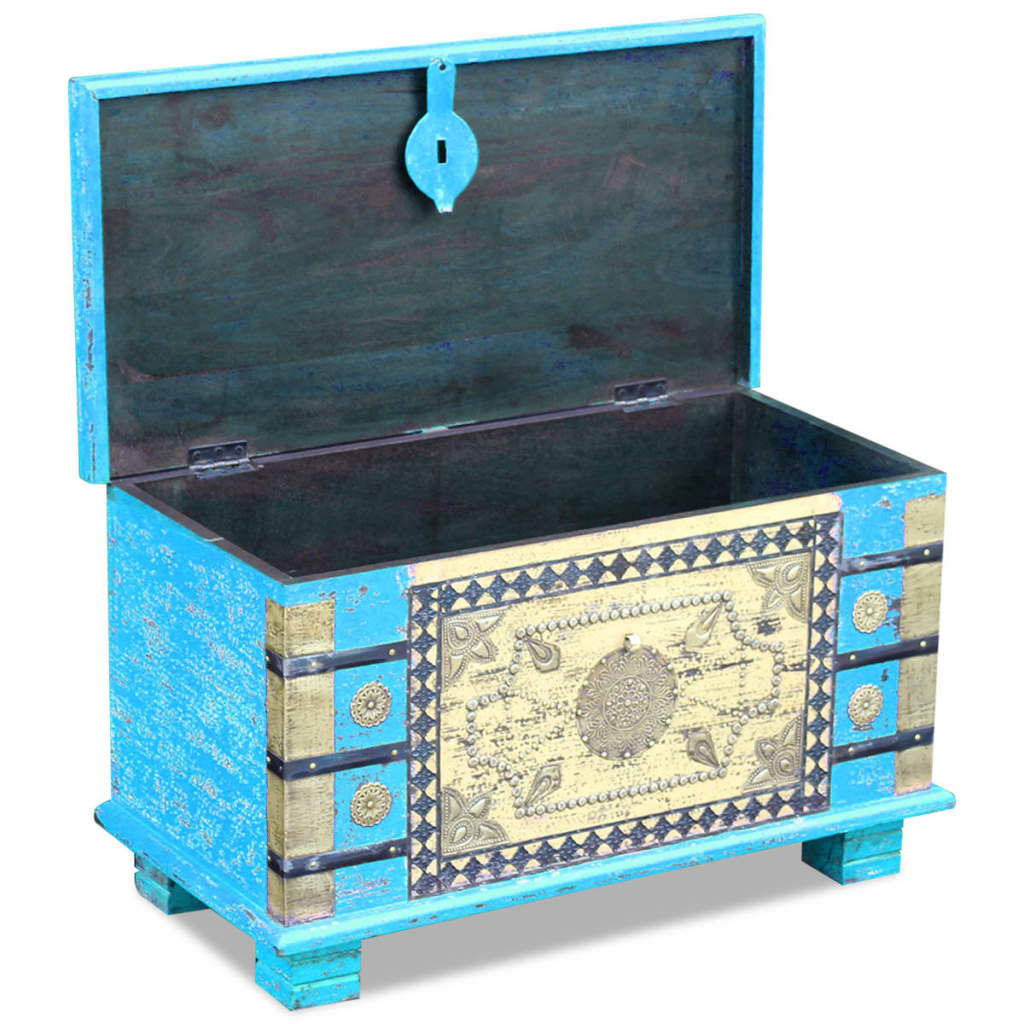Storage chest blue mango wood 80x40x45 cm