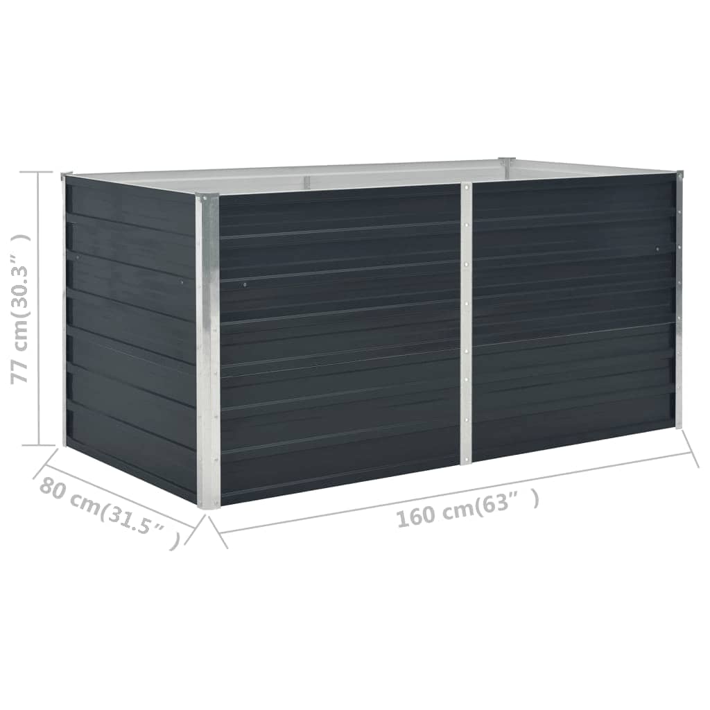 Hochbeet Anthrazit 160 x 80 x 77 cm Verzinkter Stahl