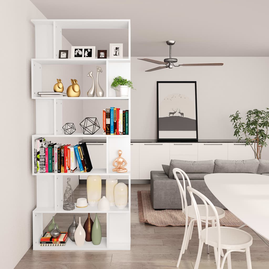 Bookcase/room divider white 80x24x192 cm made of wood