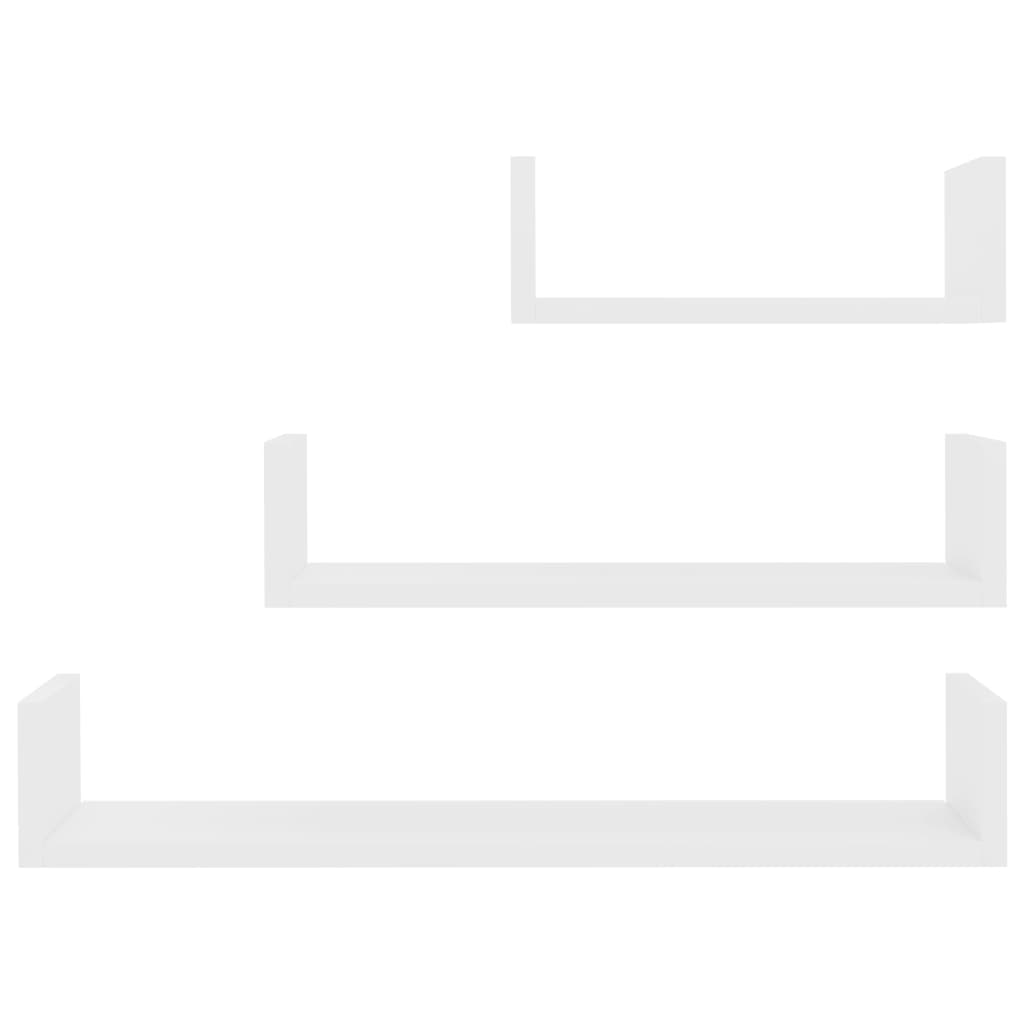 Wall shelf 3 pcs. White wood material