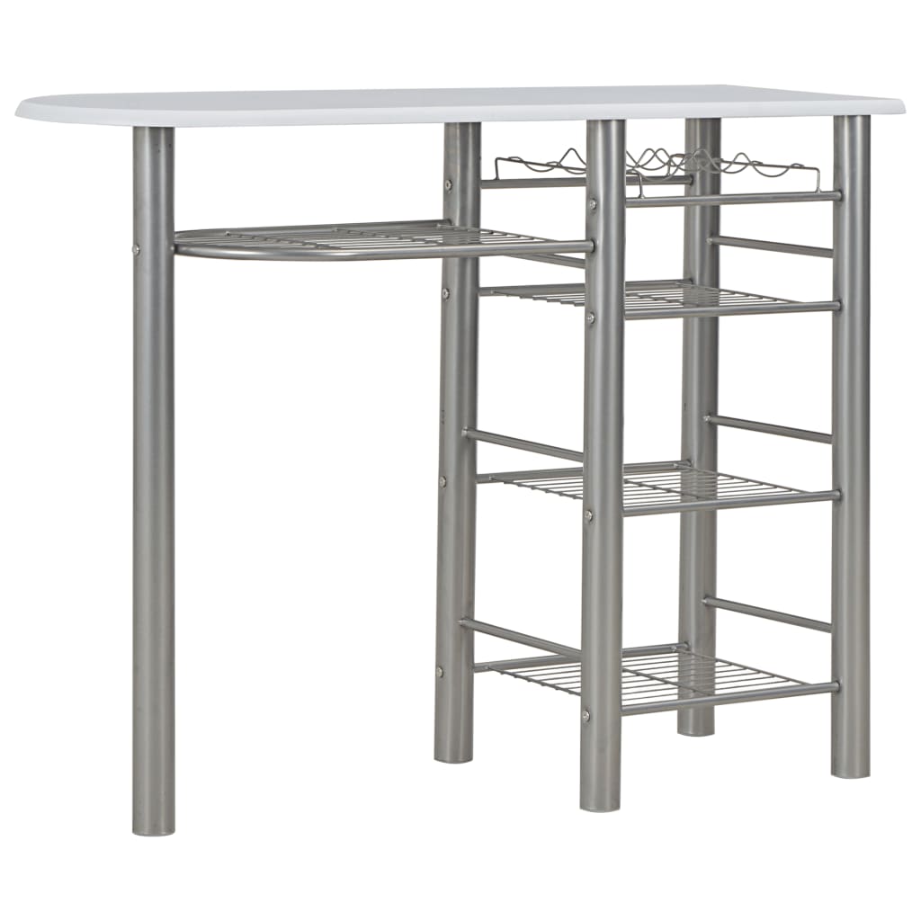 3-piece bar set with shelves wood and steel white
