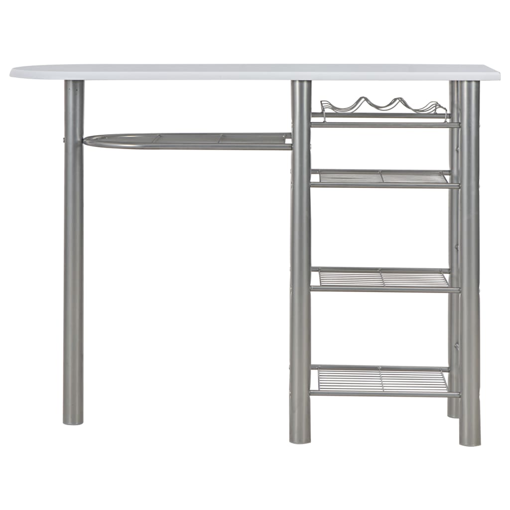 3-piece bar set with shelves wood and steel white
