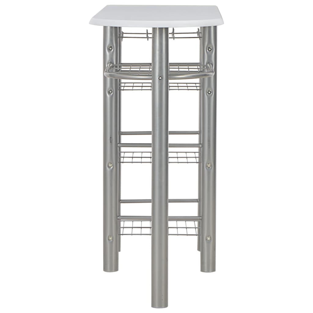 3-piece bar set with shelves wood and steel white