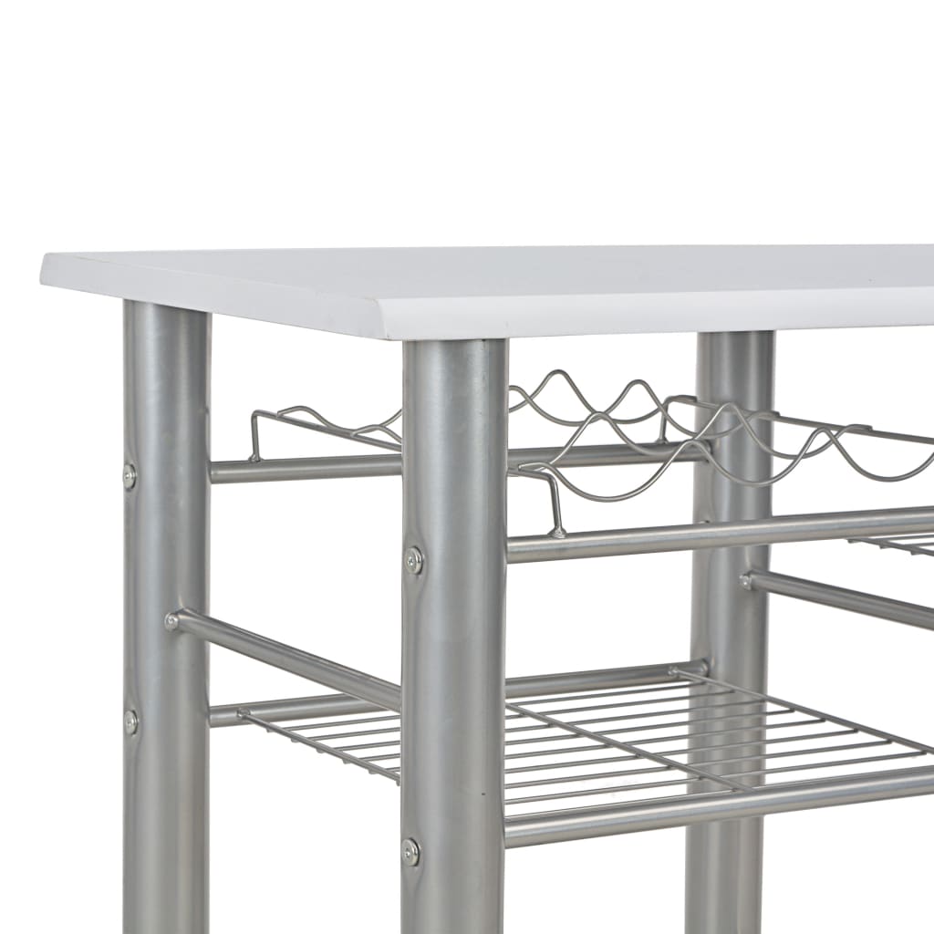 3-piece bar set with shelves wood and steel white