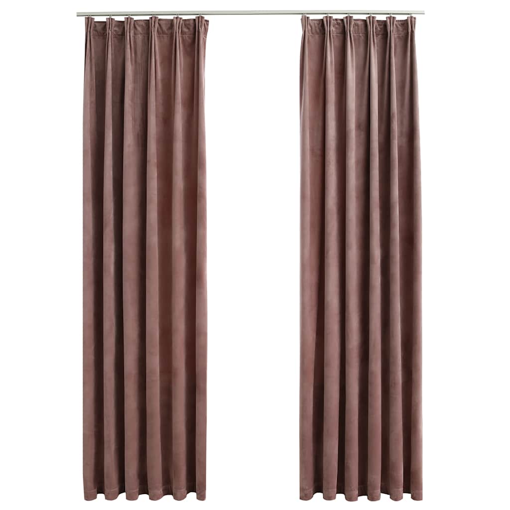 Verdunkelungsvorhänge Haken 2 Stk. Samt Antik-Rosa 140x175cm