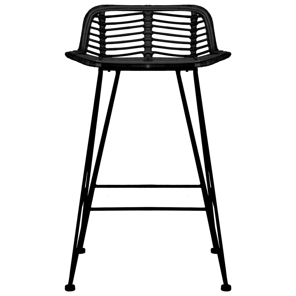 Barhocker 2 Stk. Schwarz Rattan
