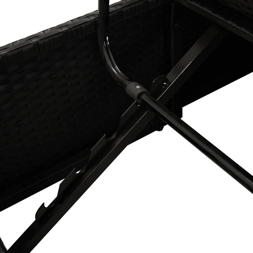 Bain de soleil avec coussin poly rotin noir