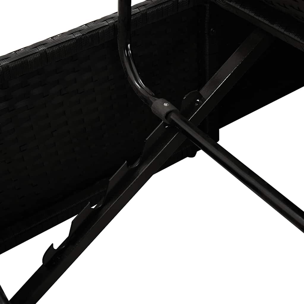 Bain de soleil avec coussin poly rotin noir