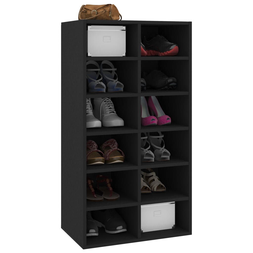 Étagère à chaussures noir 54x34x100,5 cm en bois