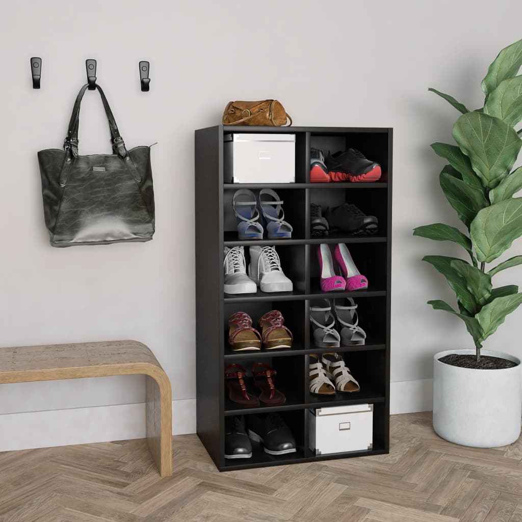 Étagère à chaussures noir 54x34x100,5 cm en bois