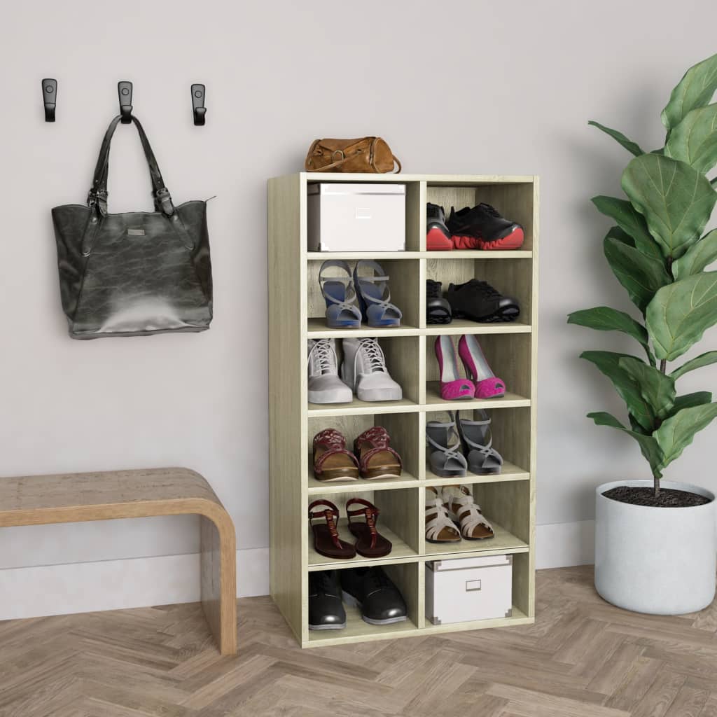 Étagère à chaussures chêne Sonoma 54x34x100,5 cm en bois