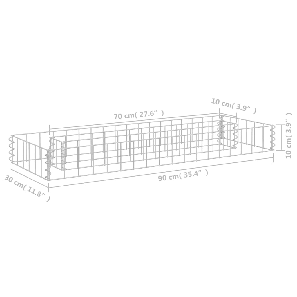 Gabion raised bed galvanized steel 90x30x10 cm