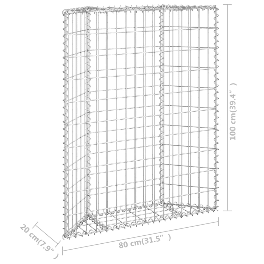 Gabionen-Hochbeet Trapezform Verzinkter Stahl 80x20x100 cm