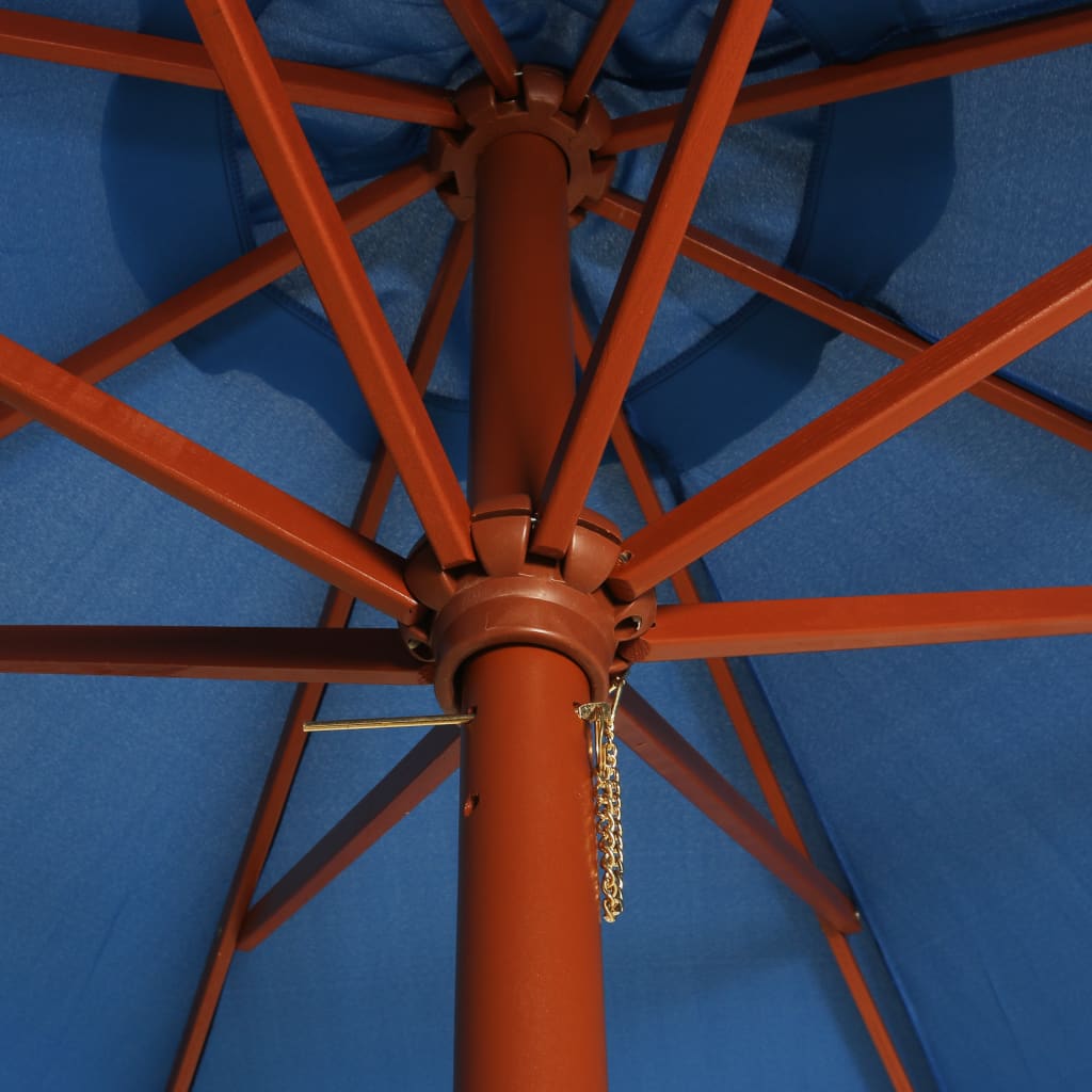 Parasol with wooden pole 300 x 258 cm blue
