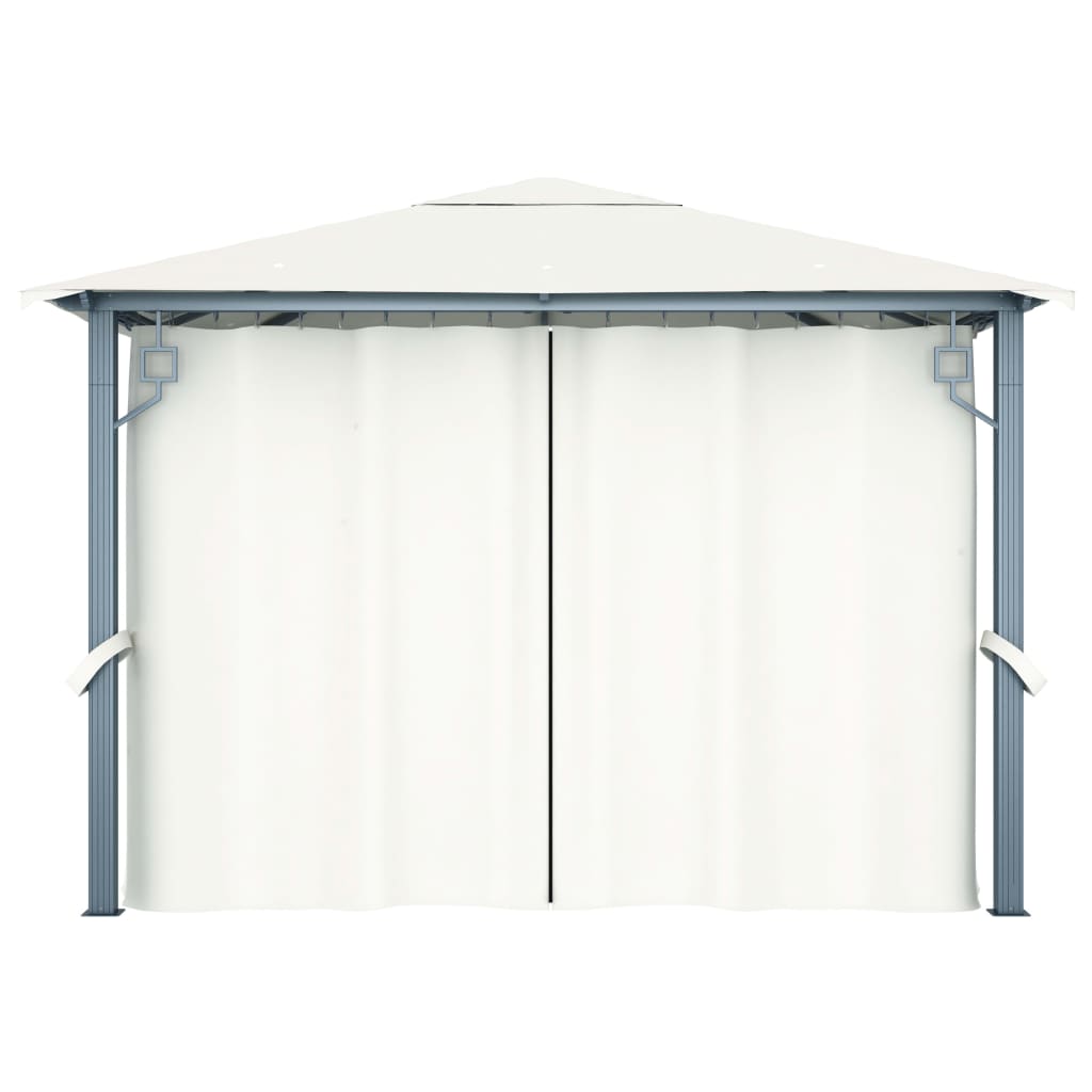 Gazebo with curtains 300 x 300 cm cream aluminum