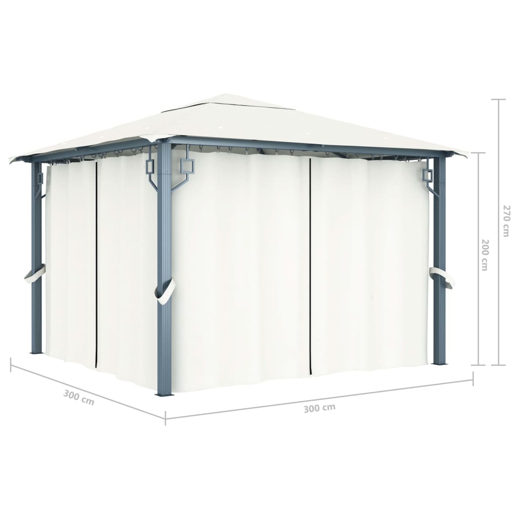 Gazebo with curtains 300 x 300 cm cream aluminum