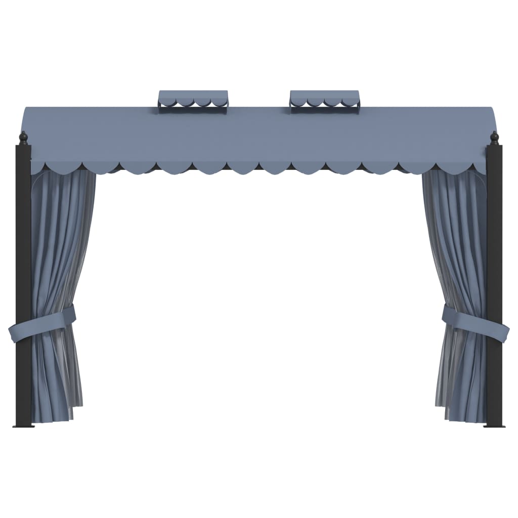 Gazebo with curtains 3 x 4 m anthracite steel