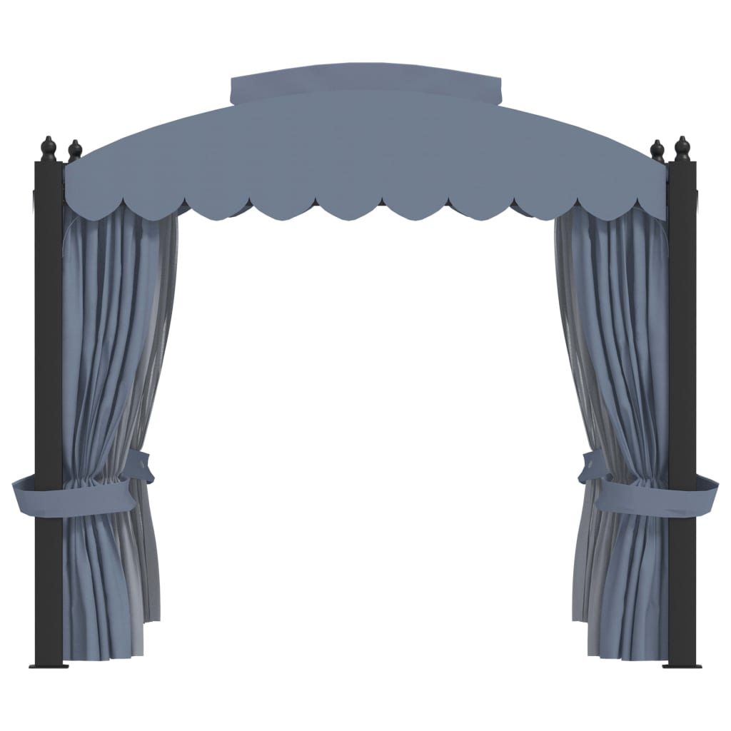 Gazebo with curtains 3 x 4 m anthracite steel