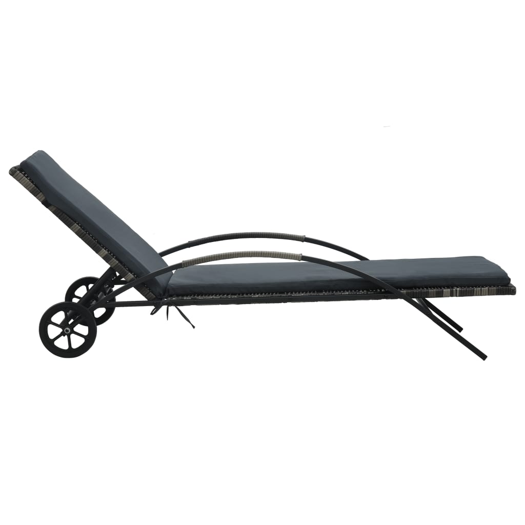Sun loungers with table poly rattan anthracite