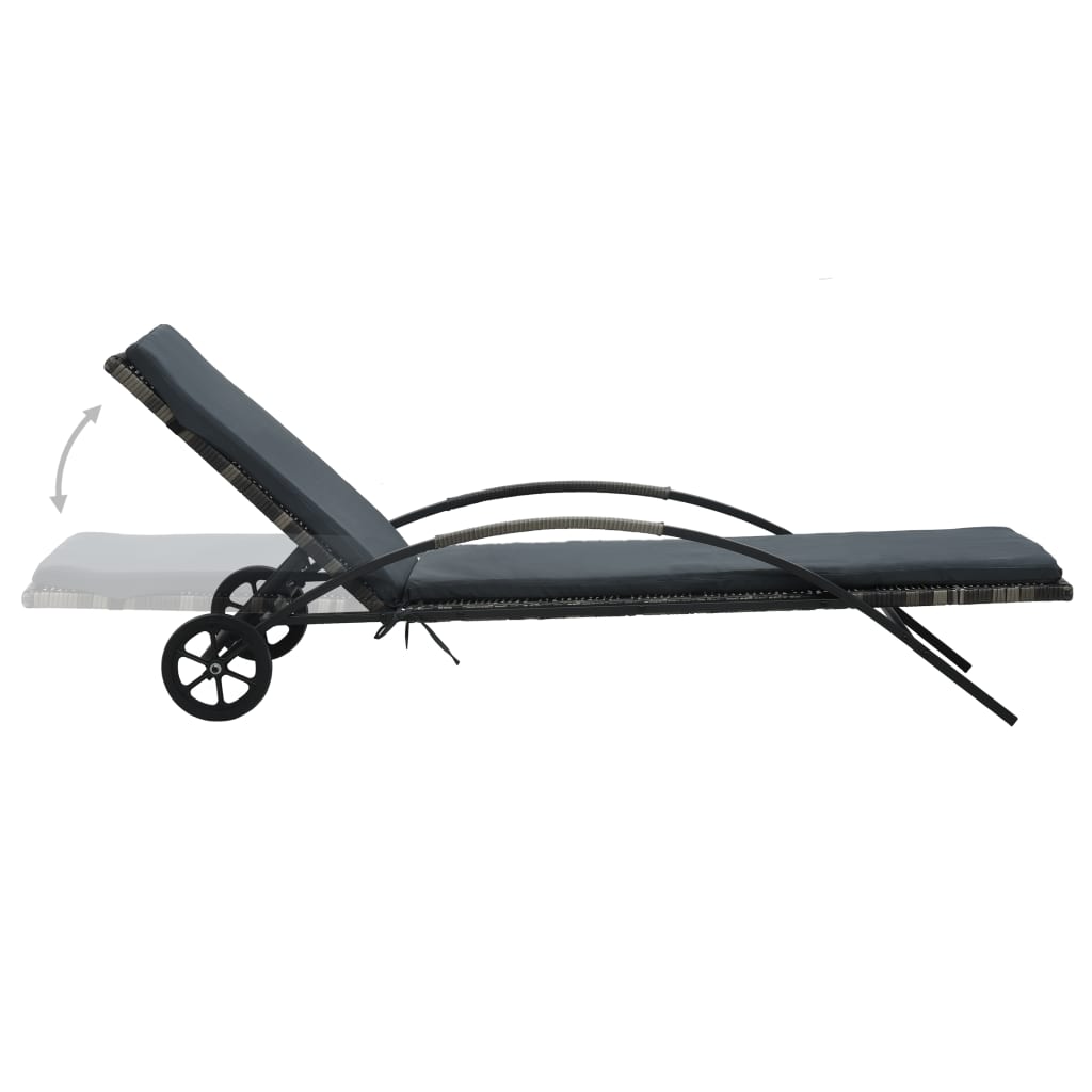 Sun loungers with table poly rattan anthracite