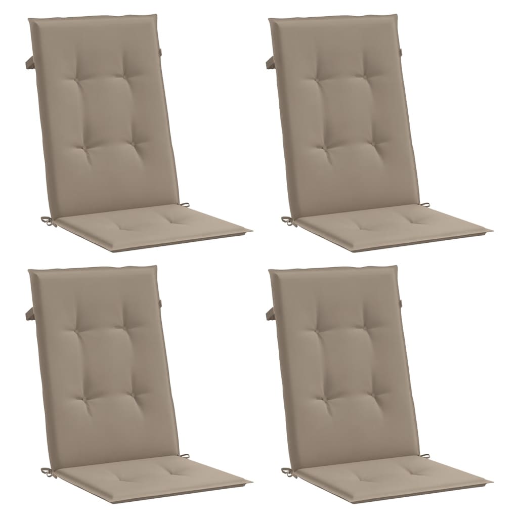 Garden chair cushions for high-back chairs 4 pieces. Taupe 120x50x3cm fabric