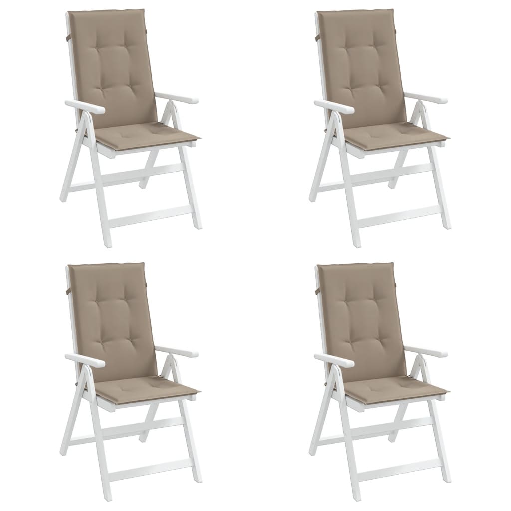 Garden chair cushions for high-back chairs 4 pieces. Taupe 120x50x3cm fabric