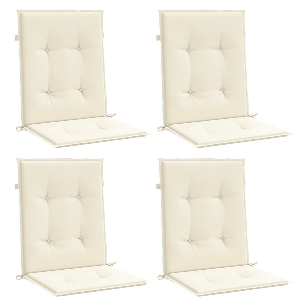 Garden chair cushions for low-back chairs 4 pieces cream 100x50x3 cm