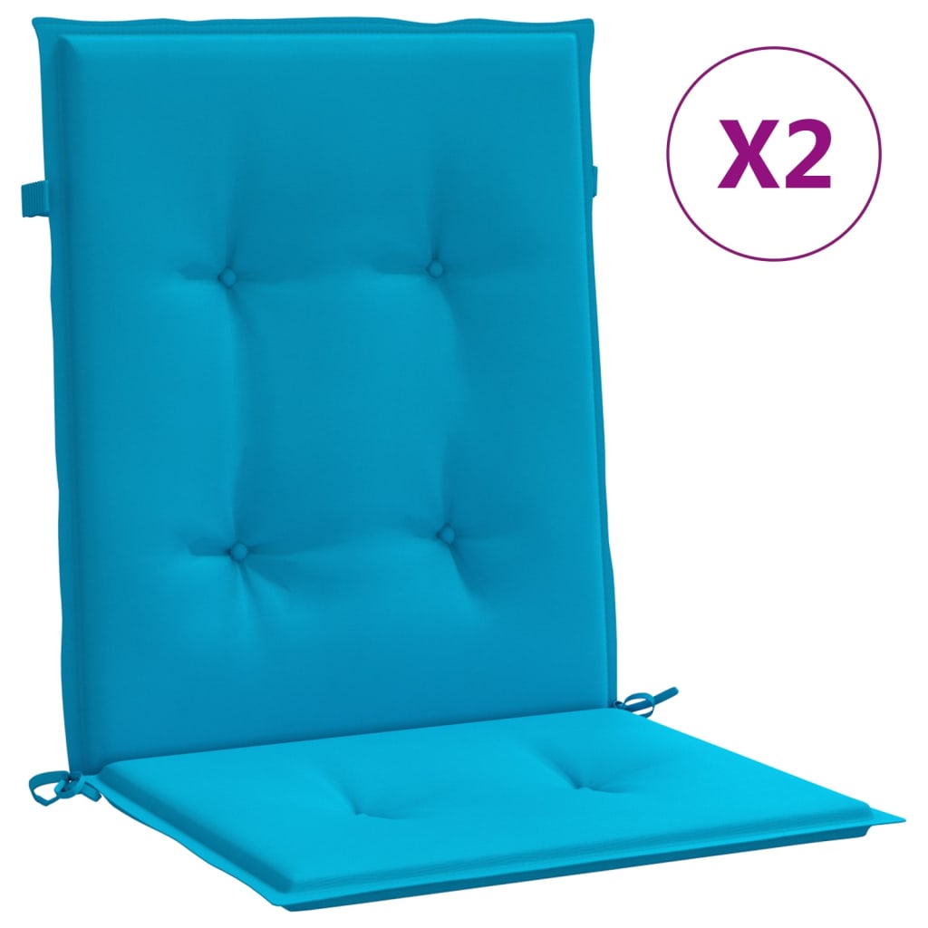 Garden chair cushions for low-back chairs 2 pieces blue 100x50x3 cm