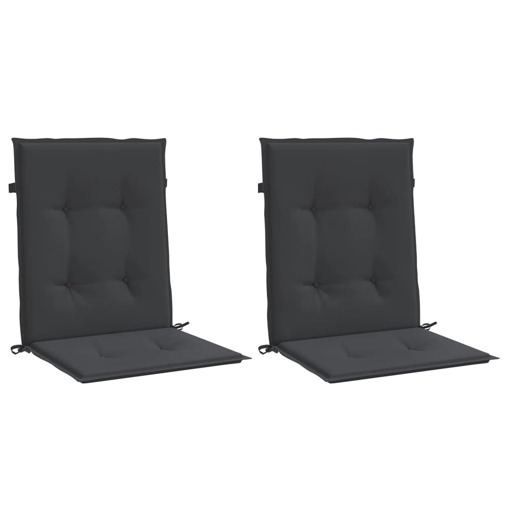 Garden chair cushions for low-back chairs 2 pieces black 100x50x3cm