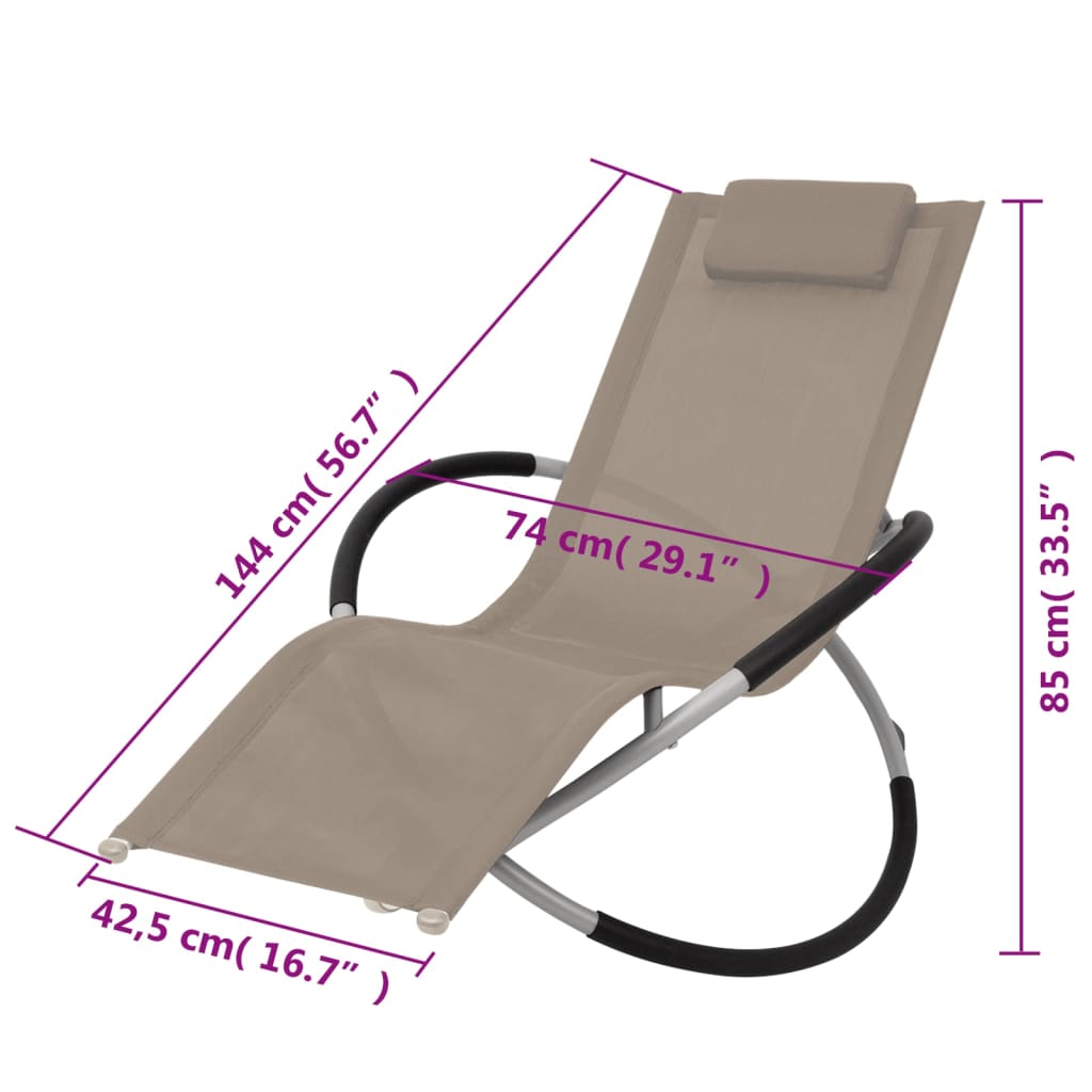 Sun lounger geometric steel taupe