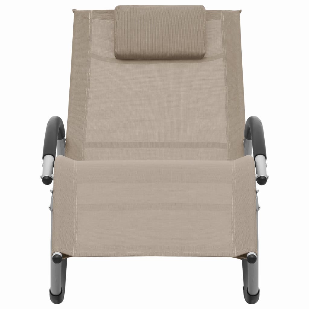 Bain de soleil avec coussin Textilène Taupe