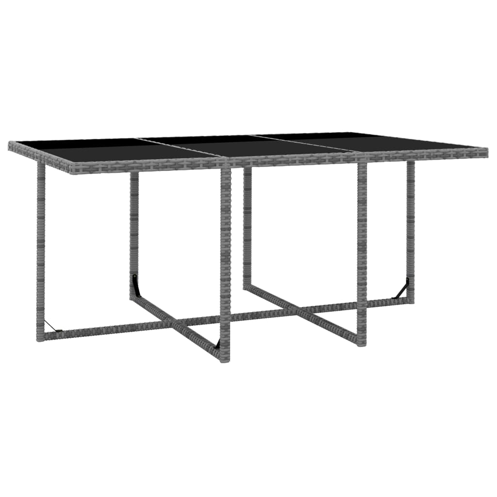 11 pièces. Groupe de repas de jardin avec coussins poly rotin gris