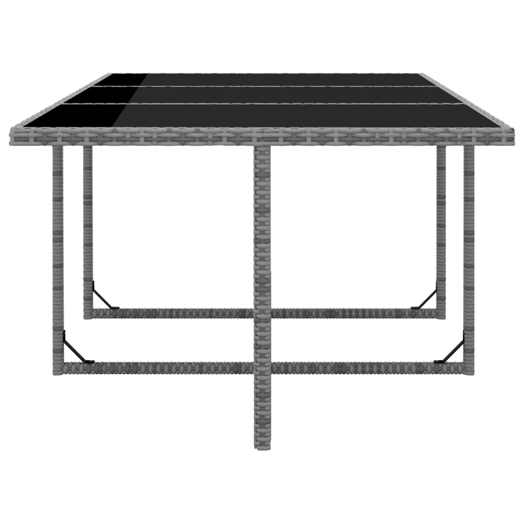 11 pièces. Groupe de repas de jardin avec coussins poly rotin gris