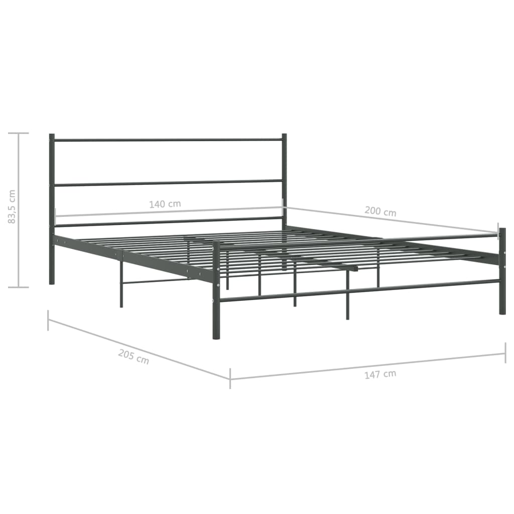 Bettgestell ohne Matratze Grau Metall 140×200 cm