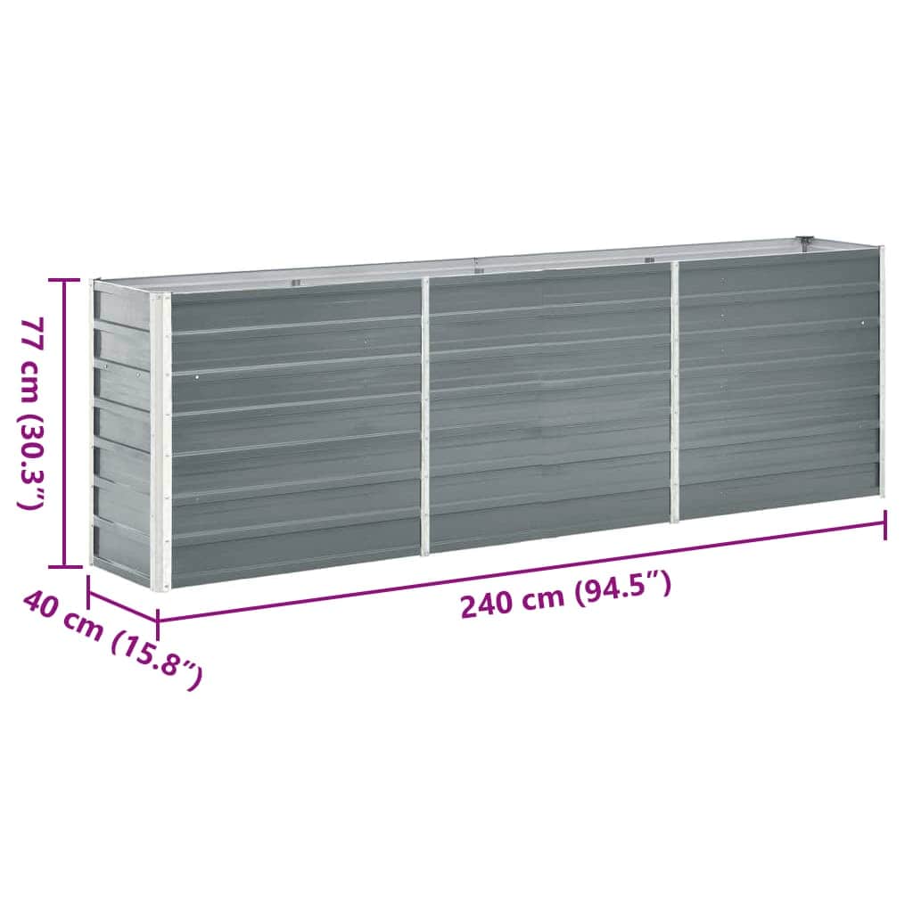 Hochbeet Verzinkter Stahl 240x40x77 cm Grau