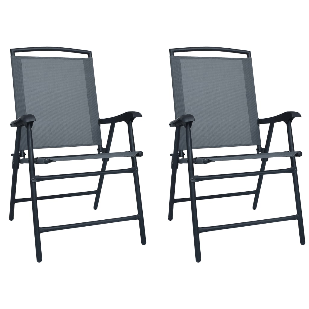 Folding garden chairs 2 pcs. Textilene Gray