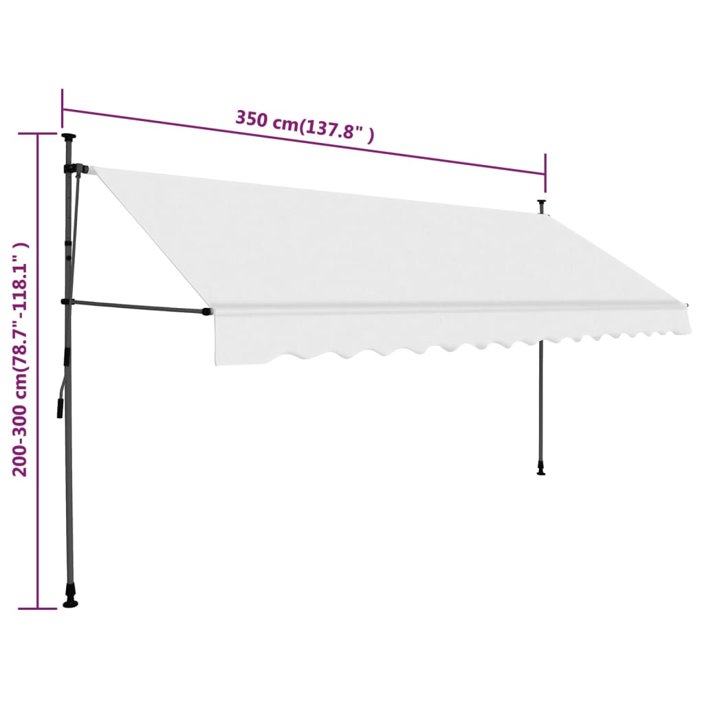 Einziehbare Markise Handbetrieben mit LED 350 cm Creme