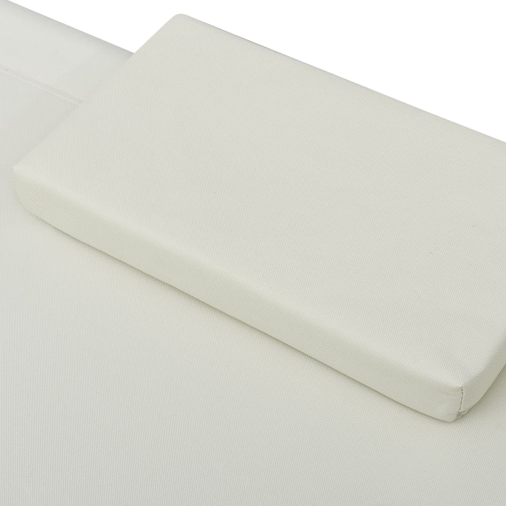 Bain de soleil de jardin avec auvent et coussins blanc crème