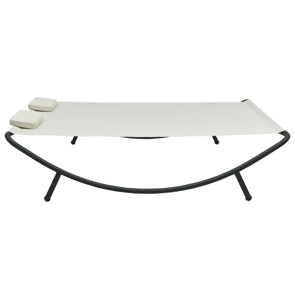 Lit lounge extérieur tissu blanc crème