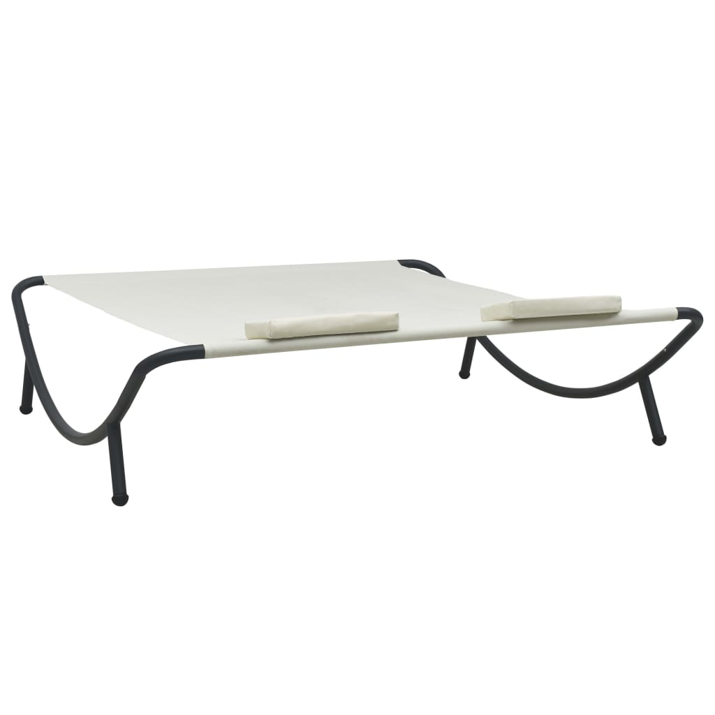 Lit lounge extérieur tissu blanc crème
