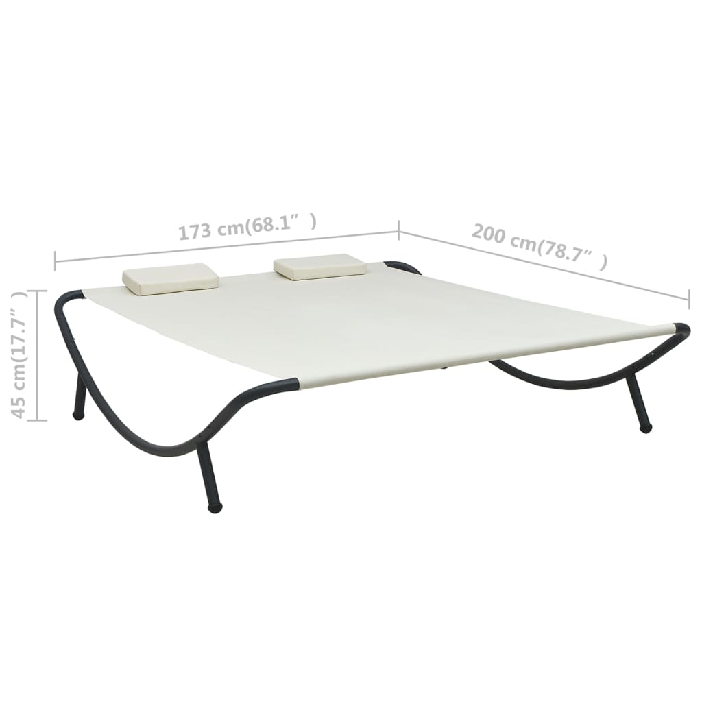 Lit lounge extérieur tissu blanc crème