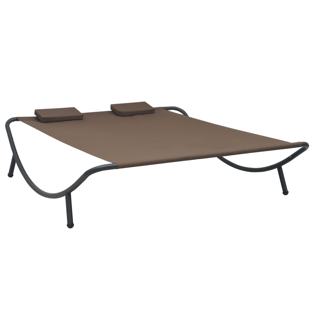 Lit lounge d'extérieur en tissu marron