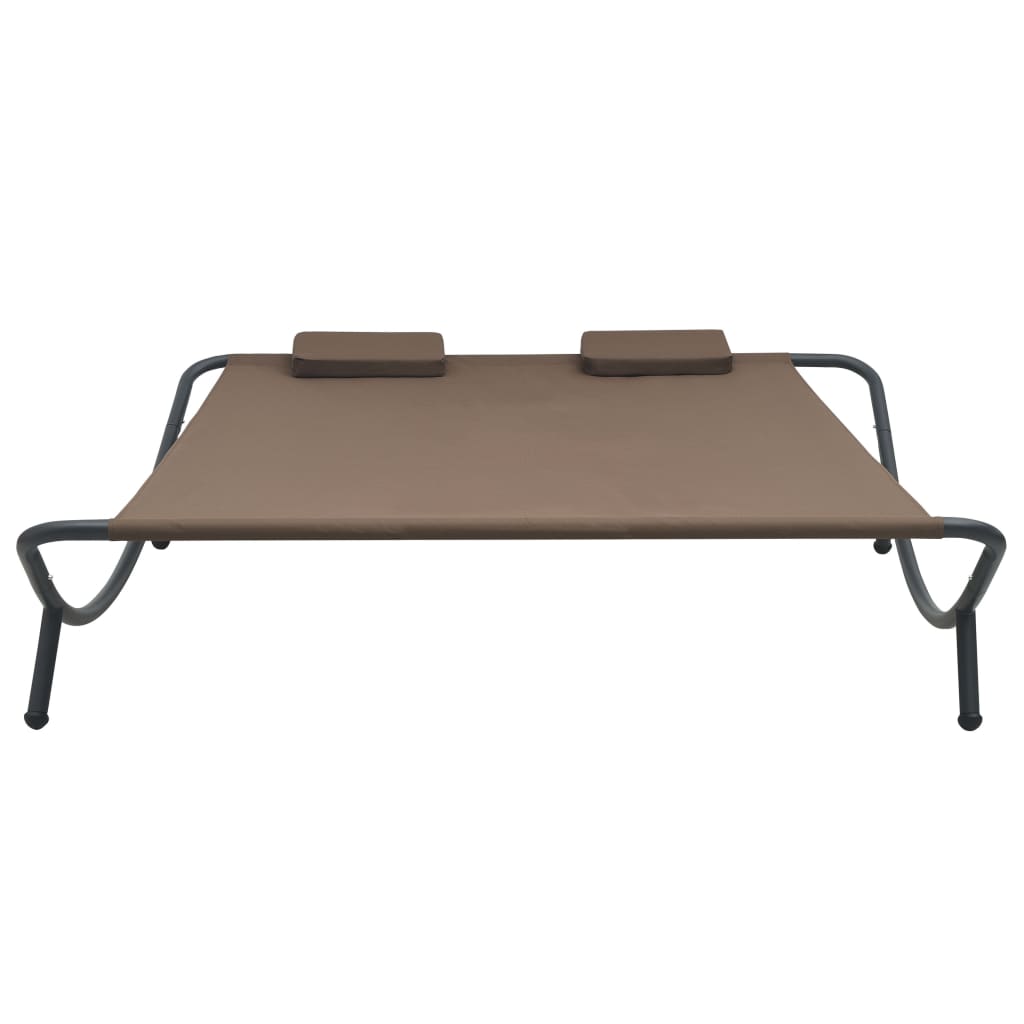 Lit lounge d'extérieur en tissu marron