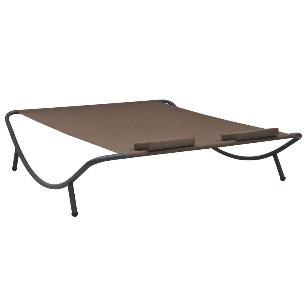 Lit lounge d'extérieur en tissu marron