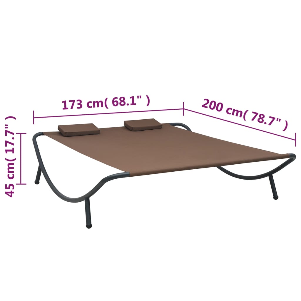 Lit lounge d'extérieur en tissu marron