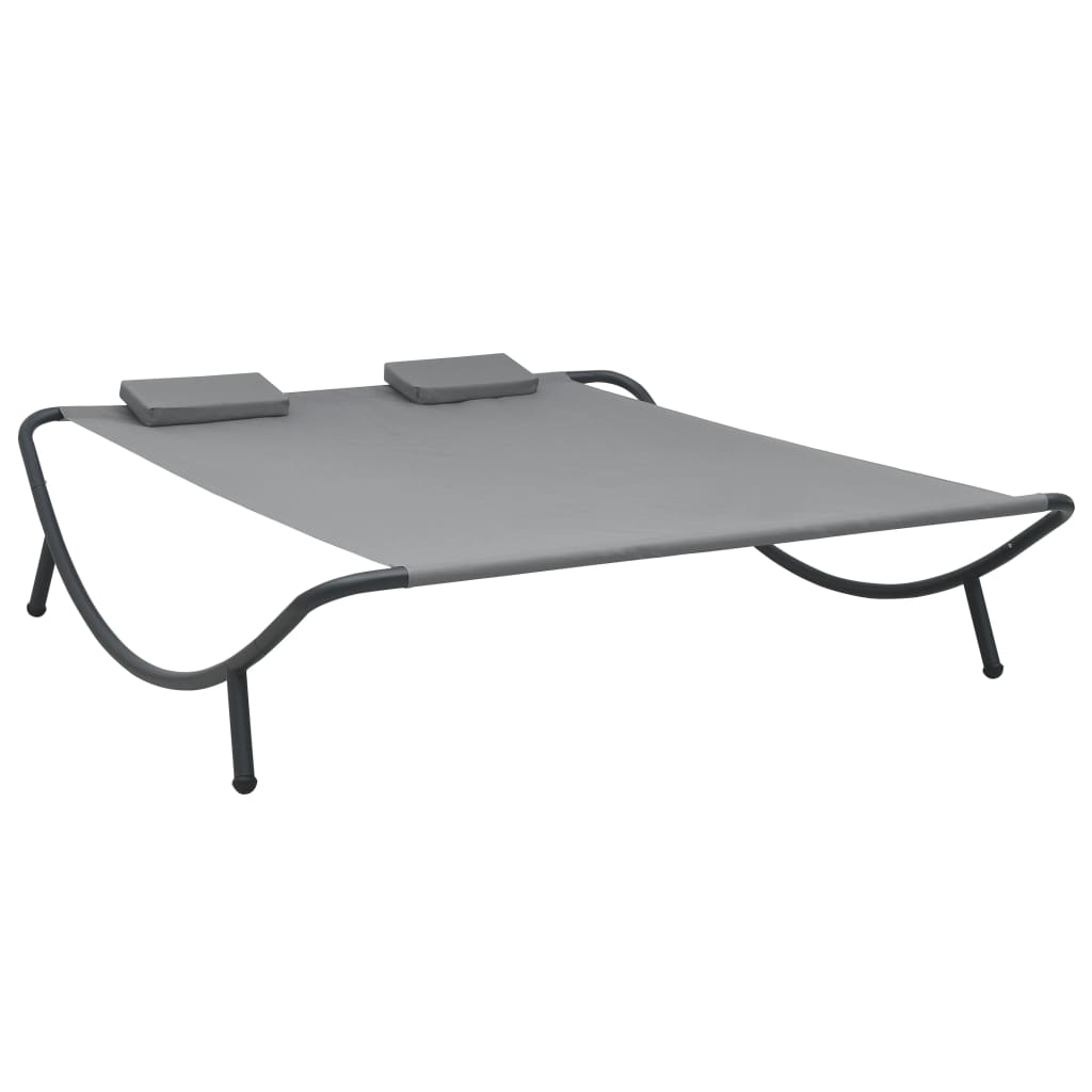 Lit lounge d'extérieur tissu anthracite