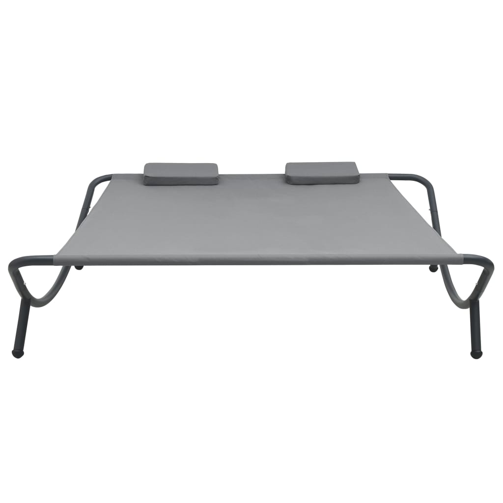 Lit lounge d'extérieur tissu anthracite
